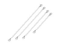 Artibetter Lot de 4 rallonges de chaîne en Acier Inoxydable avec Fermoir Mousqueton pour la Fabrication Bijoux (Argent).