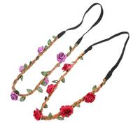 ARTIBETTER Lot de 4 Serrage-têtes à Fleurs Roses Rouges et Violettes, Accessoires pour Cheveux Femme, Bandeaux Couronne de Roses Bohème, Guirlande de Fleur Mariage, Fête et Tenue Élégante