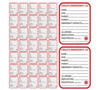 Artibetter Lot de 50 Étiquettes Autocollantes d'Information Médicale Imperméables Rouges 10 X 75 CM pour Siège Auto Garçon et Filles Étiquettes d'Alerte d'Urgence et Identification