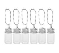Artibetter Lot de 6 Porte-Clés Bouteilles en Verre 7Ml Transparentes Mini Flacons Décoratifs Cylindriques pour DIY Messages Présents et Décorations de Fête Accessoires Créatifs