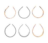 ARTIBETTER Lot de 6 Serrage-têtes Ondulés Antidérapants en Plastique Peignes Dentelés, Tailles Variées, Couleurs Noir et Café, Bandeaux Légers pour Cheveux Longs, Raides ou Bouclés,