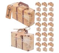 ARTIBETTER Lot de 60 Mini Valises à Bonbons en Papier Kraft Vintage Boîtes à Dragées Décoratives avec Motifs Carte du Monde, Couleur Jaune Rétro, Format 8,1 X 5,6 X 3 Cm Coffrets Présents