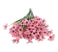 Artibetter Lot de 8 Fleurs Artificielles D'extérieur 5 Têtes Hydrangea en Soie Rose, Décorations Mariage et Jardin, Tiges Résistantes UV pour Centre de Table et Décoration Extérieure