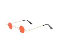 Artibetter Lunettes de Soleil Rondes Rétro Punk pour Hommes et Femmes, Monture Métal Doré, Verres Rouges, Style Vintage, Accessoires Mode Voyage et Fête, 1 Pièce