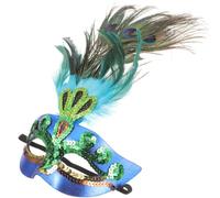Artibetter Masque de Carnaval à Plumage de Paon Bleu en Plastique et Tissu, Accessoire Solide et Décoratif pour Fête et Performance Scénique