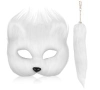 Artibetter Masque Demi-fox Blanc en Plastique Léger pour Halloween et Cosplay, Design Authentique Contours Réalistes et Apparence Visuelle Saisissante