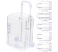 Artibetter Mini Boîtes à Dragées Lot de 6 de Valise Blanche en Ps Double Usage Visualisation Facile, pour Fêtes et Showers Nuptiales