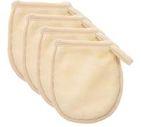 ARTIBETTER Moufles Démaquillants Lavables Lot de 4, 12,5 X 10 Cm, Couleur Blanc Cassé, Accessoires de Maquillage Doux pour Nettoyage du Visage et Démaquillage Quotidien, Éponges