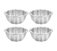 ARTIBETTER Moules à Pudding en Alliage D'aluminium Résistant la Chaleur 4 Pièces Mini Moules à Cupcakes à Bords Fleuris pour Cuisson Pâtisserie Maison Restaurant Boulangerie