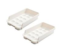 Artibetter Organisateur de Tiroirs à Œufs pour Réfrigérateur en Plastique Blanc, Multifonction et Peu Encombrant, Lot de 2 Pièces Rangement Domestique des Œufs