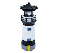 Artibetter Ornement à Énergie Solaire en Résine Blanc de Phare Réaliste Éclairage Automatique Ip44 Étanche pour Jardin et Pelouse Décorative Extérieure
