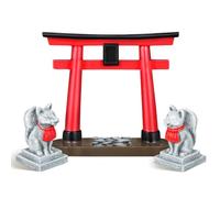 Artibetter Ornement de Simulation Torii Miniature Rouge en Résine pour Aquarium, Décoration Paysagère Extérieure Figurine de Renard Blanc, Accessoire Esthétique et Résistant la Déformation