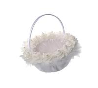 ARTIBETTER Panier à Fleurs Blanc pour Mariage Imitation Bambou Tressé Panier Délicat pour Demoiselle d'Honneur pour Dispersion de Pétales Accessoire Cérémonie de Mariage