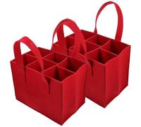 Artibetter Paquet 6 Compartiments Rouge en Feutre Cabas Porte-Bouteilles Séparateur Flexible et Poignée, Lot de 2 pour Transport Facile de Bouteilles de Vin ou Cocktails