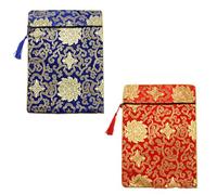 Artibetter Paquet Double Couche Brodé Rétro en Brocart Rouge pour Écritures Bouddhistes Résistant aux Lot de 2 pour Voyages et Activités en Plein Air