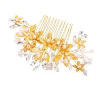Artibetter Peigne à Cheveux Mariage Élégant en Alliage Or Fleurs en Résine, Accessoire Coiffure Vintage Facile à Utiliser pour Événements Formels et Mariées