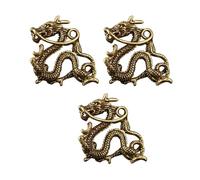 Artibetter Pendentif Dragon Style Antique Chic Porte-clés 3 Pièces en Laiton Or Détails Vifs pour Production DIY et Accessoires Personnalisables