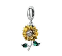 Artibetter Pendentif Tournesol pour Bracelet Collier Charm Émaillé avec Zirconium Bijou Élégant pour Femmes Filles
