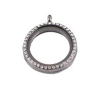 Artibetter Pendentif Verre Décoré de Strass Acier Inoxydable Pendentif Diy avec Locket Flottant pour Photos et Petits Objets