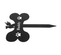 Artibetter Plaque Commémorative Chien D’os, Piquet de Jardin en Métal Noir, Léger, pour Parterres de Jardin et Funérailles D’Animaux, Décoration de Tombe pour Chien et Animal de Compagnie