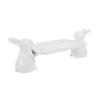Artibetter Plateau en Céramique Blanc de Lapin Léger et Polyvalent pour Bonbons et Petits Jouets, Maison Photographie Unique