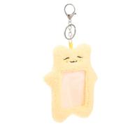 Artibetter Pochette Porte-Carte D’identité en Peluche Jaune Motif Chat et Lapin, Taille Standard, Accessoire Suspendu Pratique pour Badge et Carte Bancaire, Protège-Carte Portable pour Usage