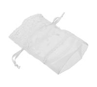 ARTIBETTER Pochettes à Bijoux à Cordon 10x14 Cm en Voile Blanc Bordure Fleur à Cinq Pétales, Léger et Portable pour Rangement Présent Mariage et Petits Objets, pour Emballage et Voyage
