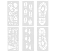 Artibetter Pochoirs Artistiques de Noël 6 Pcs en Pet Réutilisables Modèles Évidés D'empreintes de Pas de Père Noël, Renne et Lutin Outil de Bricolage pour Garçon et Filles et