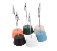 Artibetter Porte-cartes de Visite de Bureau en Bois avec Pince Crocodile, Support Mémo Léger et Compact, Lot de 6 Pièces pour Affichage Clair en Espace de Travail Couleur Aléatoire