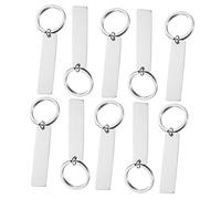 Artibetter Porte-Clés Rectangulaire Vierge en Acier Inoxydable Lot de 10 pour DIY Étiquettes à Graver Bords Arrondis Décoratif et Pratique