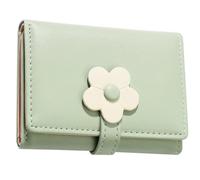Artibetter Portefeuille pour Fille Étudiante en Cuir PU Vert Motif Floral, Style Simple et Coréen, Compact et Portable pour Usage Bureau la Maison