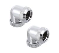 Artibetter Raccords de Refroidissement à Eau 90 Degrés en Laiton Argenté, Double Embout Rotatif Compact Triple Joint Torique, Pack de 2 pour Tuyaux Rigides