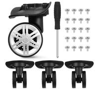 Artibetter Roue de Rechange pour Valise à roulettes, Double Rangée Pivotante 360°, Matériau TPE et PP Résistant, Kit de Réparation Complet, Adaptée aux Valises Lourdes et Déplacements