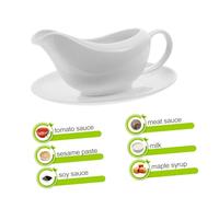 ARTIBETTER Saucière Blanche avec Plateau Verseuse Anti-goutte pour Sauce Chaude et Froide Légère et Facile à Nettoyer pour Table à Dîner