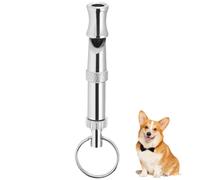 Artibetter Sifflet pour Chien Réglable en Laiton Plaqué Nickel, Argenté | Coupure de Son Constante, Vis de Réglage, Anneau Porte-clés, pour Rappel et Obéissance Chez Chiens et Chiots