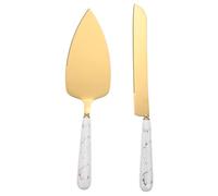 Artibetter Spatule à Gâteau Inoxydable Manche en Céramique Blanche, Ensemble 3 Pièces Pelle à Pizza, Coupe-gâteau et Serveur à Gâteau, Ustensiles Pâtisserie pour Mariage et Décoration