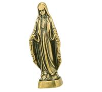 Artibetter Statue Vierge Miniature Laiton Figurine Sainte Vierge Décorative pour Bureau et Maison Ornement Catholique Compact pour Chapelle et Espace de Travail