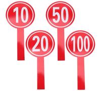 Artibetter Tableaux de Bord Effaçables pour Juges 4 Pièces en Pvc Rouge, Double Face, Polyvalents pour Notation et Présentation Lors D'enchères ou Compétitions