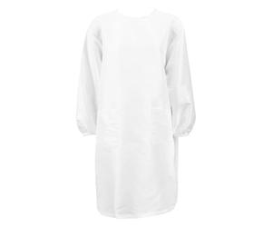 ARTIBETTER Tablier de Coiffeur Blanc Manches Longues Nylon-Polyester pour Salon de Coiffure Adulte Coupe Cheveux et Rasage Barbe