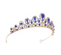ARTIBETTER Tiare Baroque pour Femme, Couronne Bleu Strass de Goutte, Serrage-tête Léger et Confortable, Accessoire pour Cheveux Mariage, Bal de Fin D’année, Bandeau de Fête Royal, Coiffes