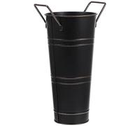 Artibetter Vintage Métal Vase Galvanisé Seau Fleur Vase Grand Planteur Poignées Ferme Français Pichet Vase Fleur Séchée Seau Porte-Plante pour Le Mariage Pièce Maîtresse Décor Noir