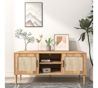 Buffet Artic En Bois Avec Portes Effet Cannage Et Niches Marron
