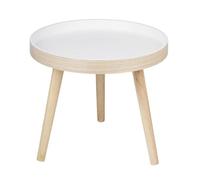 ARTICASA Table d'appoint ronde bois/blanc Ø40 cm - table basse chevet compacte en MDF