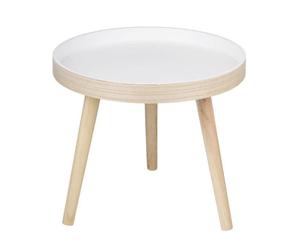 ARTICASA Table d'appoint ronde bois/blanc Ø40 cm - table basse chevet compacte en MDF