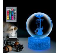 Article de mode 80mm boule de cristal modèle de guitare Gradient 16 couleurs lumière de nuit Portable avec télécommande cadeau pour les amateurs de musique boule de verre lampe de chevet décor