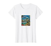 Article de Voyage rétro sur Une île paradisiaque des Caraïbes, Bahamas T-Shirt Graphique avec Valeur, Femme, Blanc, S