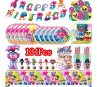 Articles de décoration de fête d'anniversaire sur le thème des elfes magiques de dessins animés, vaisselle elfe, gobelets, assiettes, nappe, ballons pour cadeaux de baby shower set-101pcs
