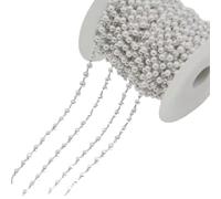 Articles de décoration de mariage romantique, déco Garniture de chaîne de perles simulées, for la fabrication de bijoux et de bracelets, Base en cuivre, fourniture de couture for vêtements(Silver,5mm)