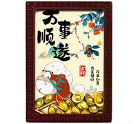 Articles de décoration magnétiques en bois pour réfrigérateur avec des thèmes du Nouvel An chinois comme le dieu porte-bonheur et l'imagerie traditionnelle des pièces de monnaie (07)