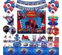 Articles de fête d'anniversaire Marvel Spider-Man : Ballons, rubans, sacs en papier, autocollants, boîtes à bonbons pour baby shower Spider-Man spin